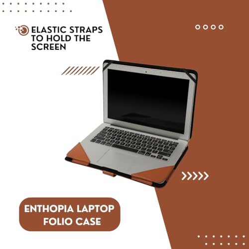 ENTHOPIA 13 to 14 Inches Folio Laptop Case Cover Vegan Leather Compatible for MacBook, Lenovo, Hp, Dell &Other Notebooks - Tan - Image 4