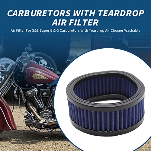 DUZFOREI 12-579 Motorcycle High Flow Air Cleaner Washable with Teardrop Air Filter Replacement for Harley Model S&S Super E & G Series Carburetors - Image 2