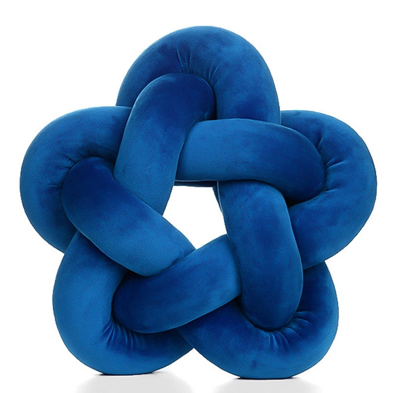 Wadser Knot Plush Throw Pillow Handmade Knotted Star Pillow Soft Sofa Lumbar Cushion Stuffed Ball Cushion Home Office Children Room Decor Royal Blue