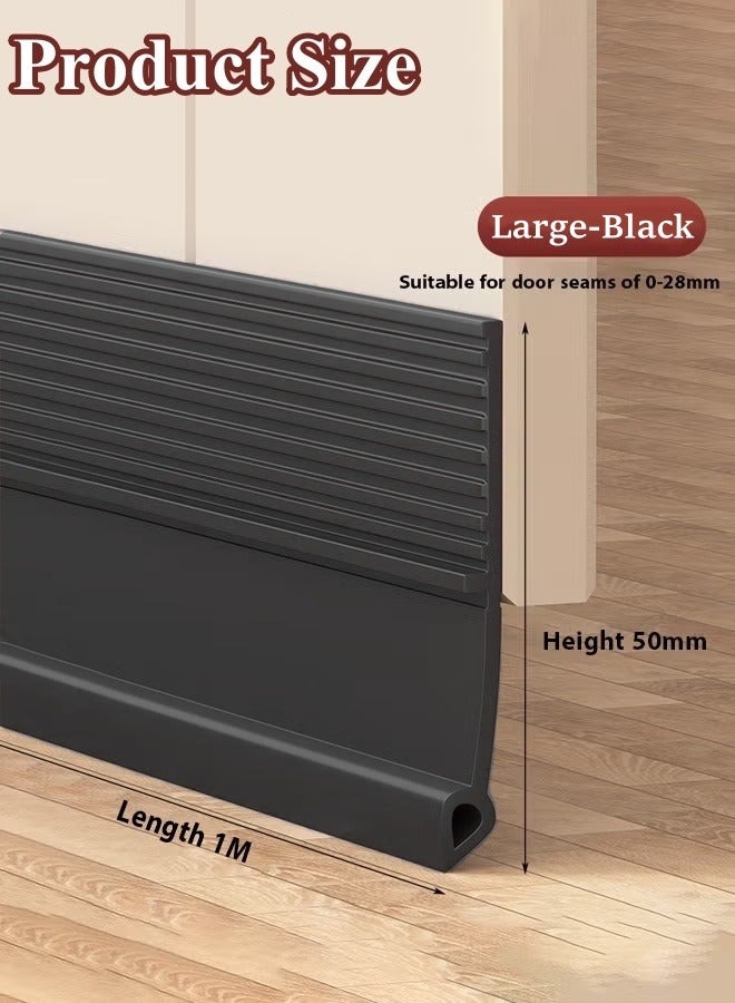 Optico 1/2/3Pcs Door Draft Stopper, Weather Stripping Door Seal Self Adhesive Door Seal Strip Under Door Gap Filler Door Draft Blocker Bottom Door Sweep Windbreak Strip (1M/3.3ft, Black)  - Image 2