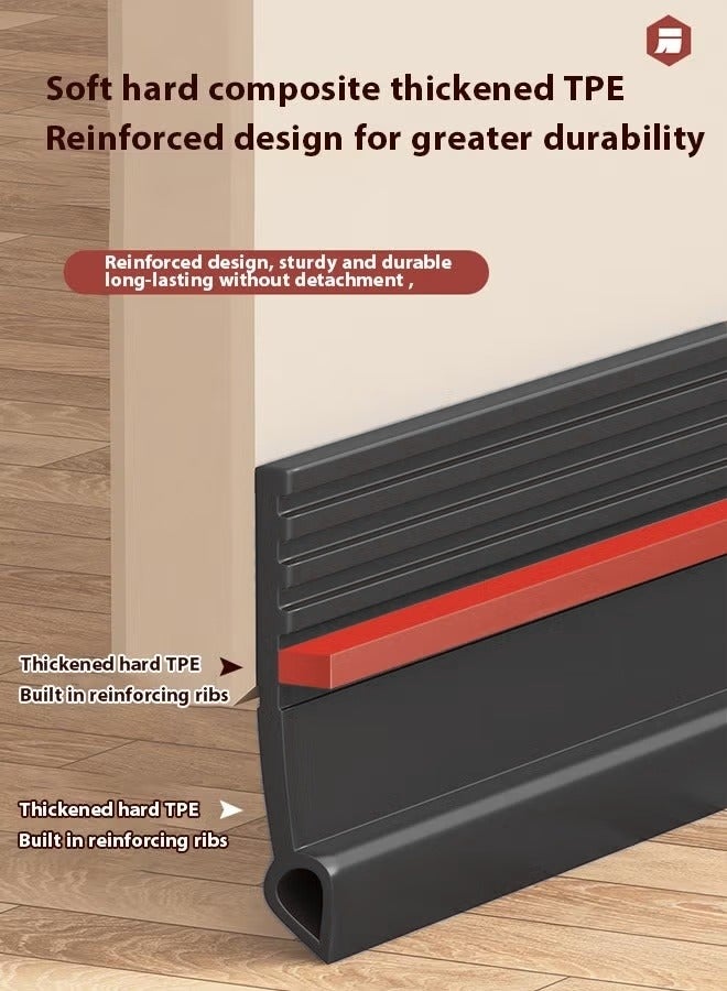 Optico 1/2/3Pcs Door Draft Stopper, Weather Stripping Door Seal Self Adhesive Door Seal Strip Under Door Gap Filler Door Draft Blocker Bottom Door Sweep Windbreak Strip (1M/3.3ft, Black)  - Image 3