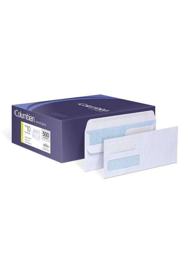 Columbian 10 Doublewindow Selfseal Security Envelopes For Business Statements Invoices 41 8" X 91 2" White 24Lb 500 Per Box (Colo134)  - Image 1