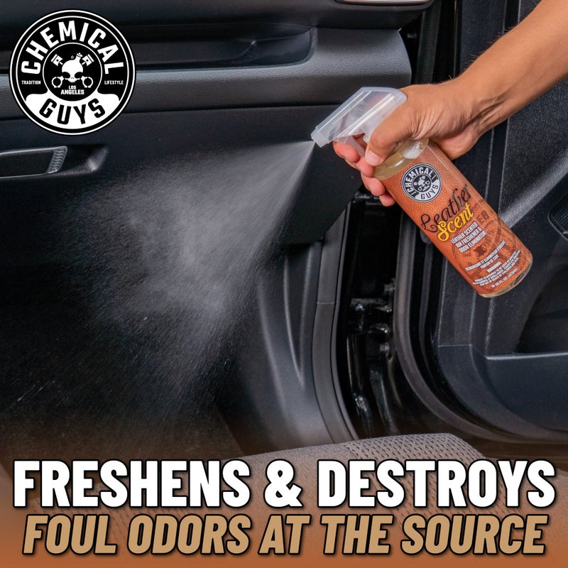 Chemical Guys AIR_102_1602 Leather Scent Premium Air Freshener and Odor Eliminator, Long-Lasting, Just Like New Scent for Cars, Trucks, SUVs, RVs & More, 16 Fl Oz (2 Pack) - Image 2