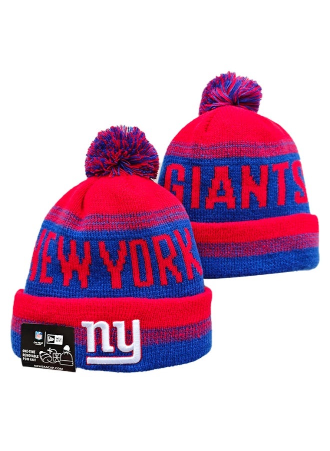 NEW ERA New York Giants NFL Knit Beanie Hat with Pom - Red  Blue