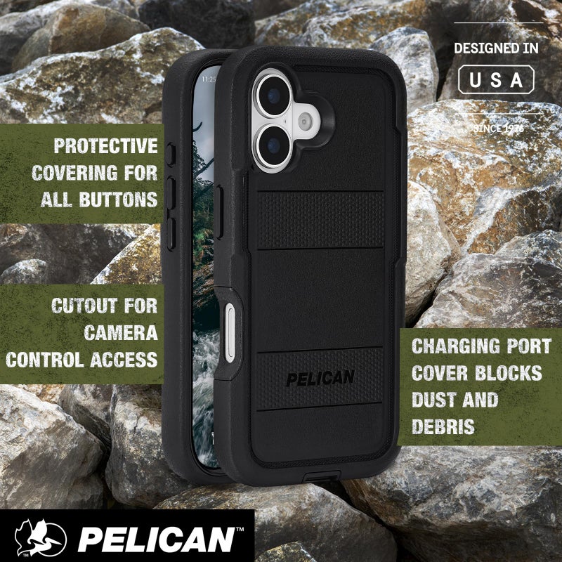 Pelican Voyager iPhone 17 Case [Compatible with MagSafe] Rugged Phone Case w/ 24ft Military-Grade Drop Protection - Heavy Duty Phone Cover w/Belt Clip Holster for iPhone 17 - Black - Image 5