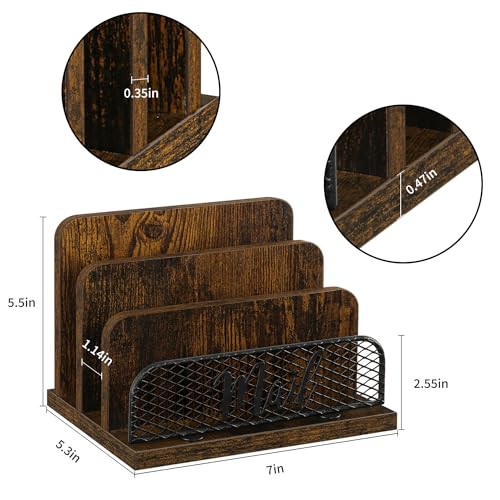 YINMIT Mail Organizer Countertop, Mail Holder with 3-Slot, Desktop Mail Sorter, Mail Organizer for Desk, Letter Sorter File Holder, Office Desk Organizers and Accessories - Image 3