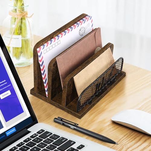 YINMIT Mail Organizer Countertop, Mail Holder with 3-Slot, Desktop Mail Sorter, Mail Organizer for Desk, Letter Sorter File Holder, Office Desk Organizers and Accessories - Image 4