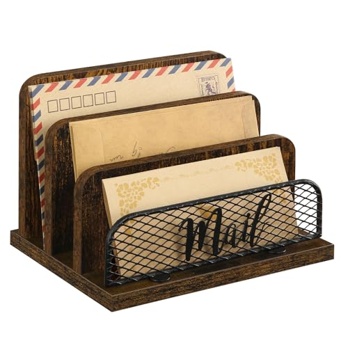 YINMIT Mail Organizer Countertop, Mail Holder with 3-Slot, Desktop Mail Sorter, Mail Organizer for Desk, Letter Sorter File Holder, Office Desk Organizers and Accessories - Image 1