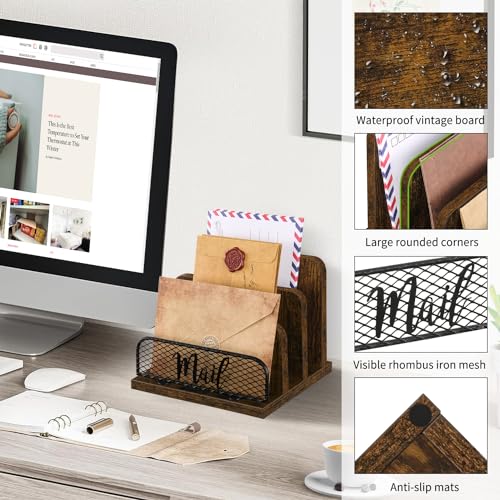 YINMIT Mail Organizer Countertop, Mail Holder with 3-Slot, Desktop Mail Sorter, Mail Organizer for Desk, Letter Sorter File Holder, Office Desk Organizers and Accessories - Image 5