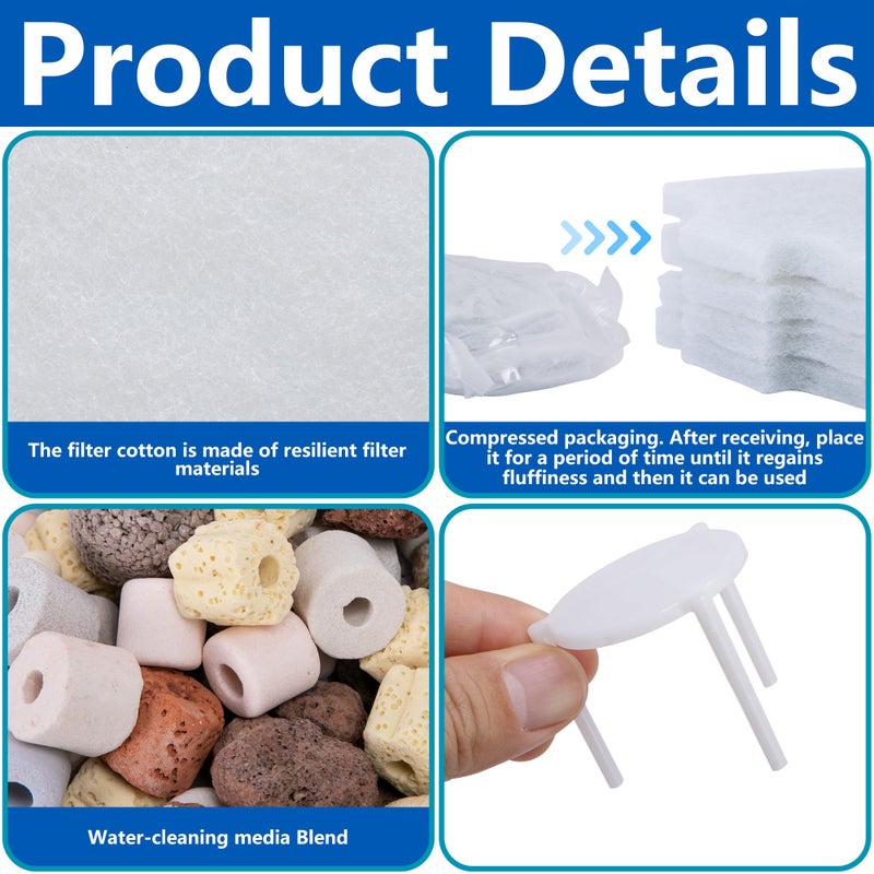 Adnee 17 Pcs Pond Waterfall Spillway Filter Media, 8 Inch Waterfall Box Filter Pad with Bracket and Ceramic Rings, Reusable Pond Filter Replacement Mat to Maintain Water Quality, No Spillway Included - Image 3