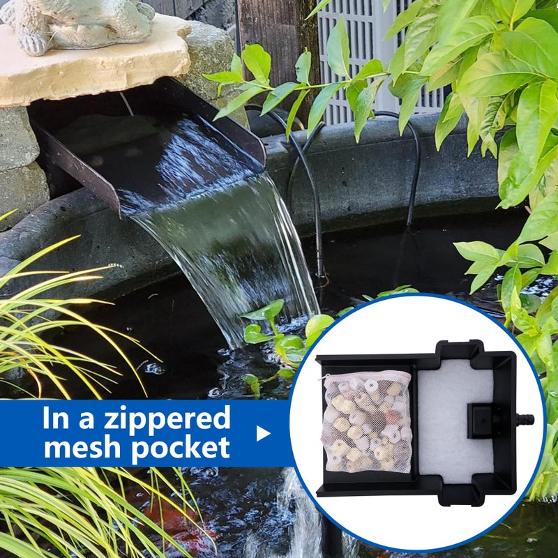 Adnee 17 Pcs Pond Waterfall Spillway Filter Media, 8 Inch Waterfall Box Filter Pad with Bracket and Ceramic Rings, Reusable Pond Filter Replacement Mat to Maintain Water Quality, No Spillway Included - Image 5