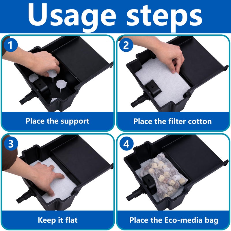 Adnee 17 Pcs Pond Waterfall Spillway Filter Media, 8 Inch Waterfall Box Filter Pad with Bracket and Ceramic Rings, Reusable Pond Filter Replacement Mat to Maintain Water Quality, No Spillway Included - Image 4