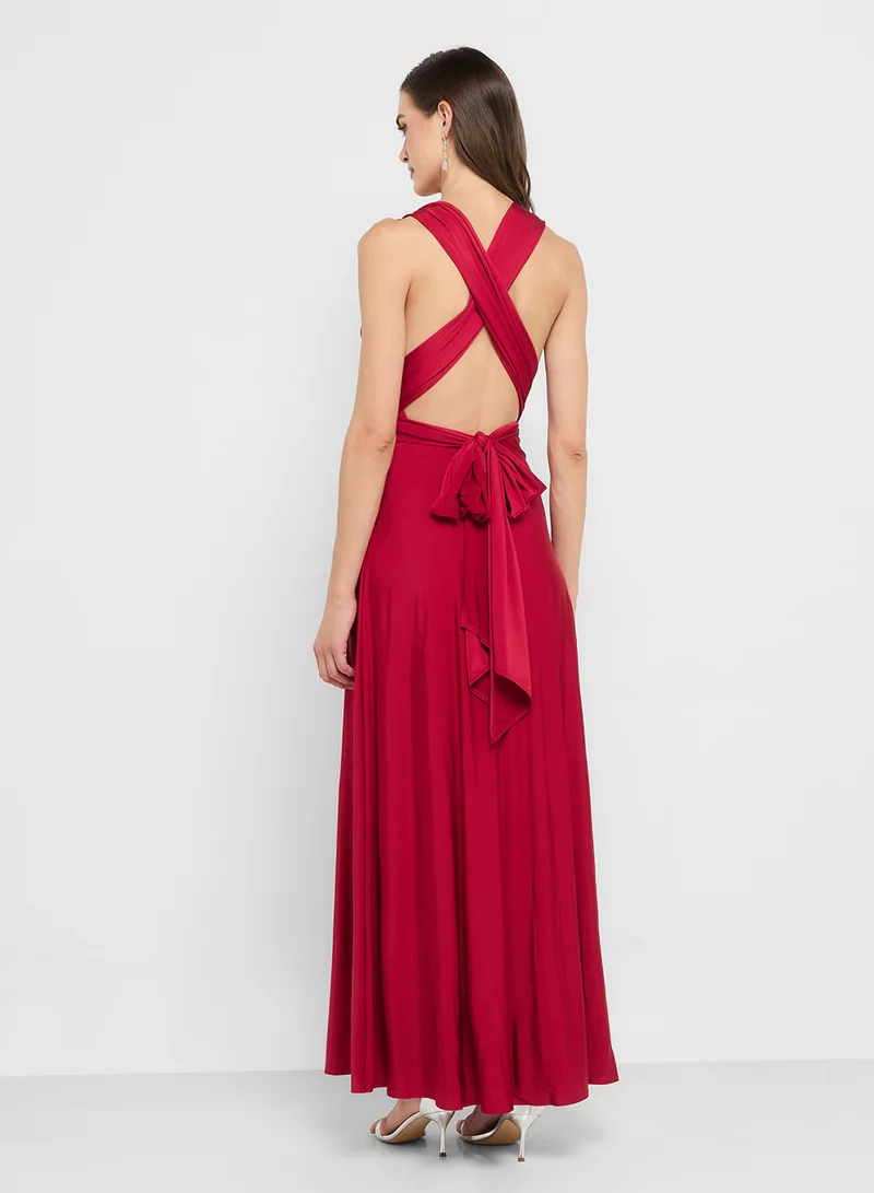 Style Cheat Satin Halter Maxi Dress