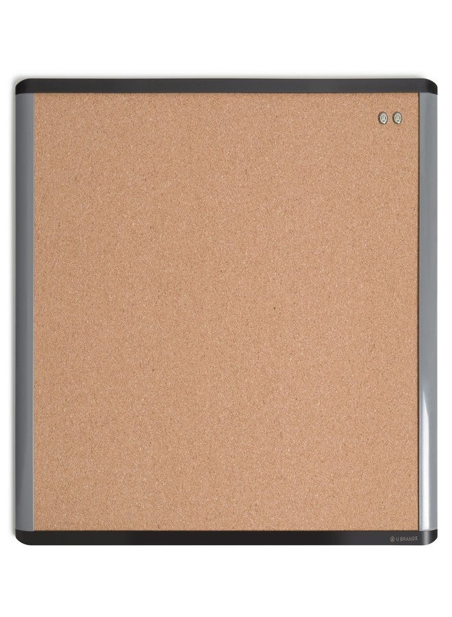 U Brands MOD Cork Bulletin Board, 16" x 20", Black and Gray Frame, Industrial Grade Pinning Surface, Includes Push Pins - Image 1