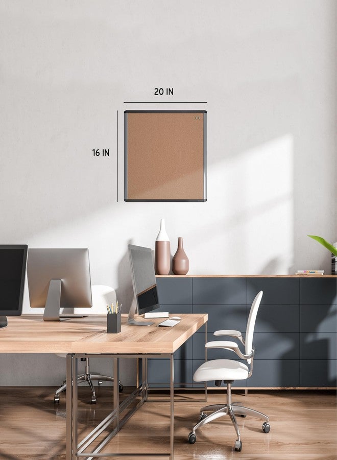 U Brands MOD Cork Bulletin Board, 16" x 20", Black and Gray Frame, Industrial Grade Pinning Surface, Includes Push Pins - Image 2