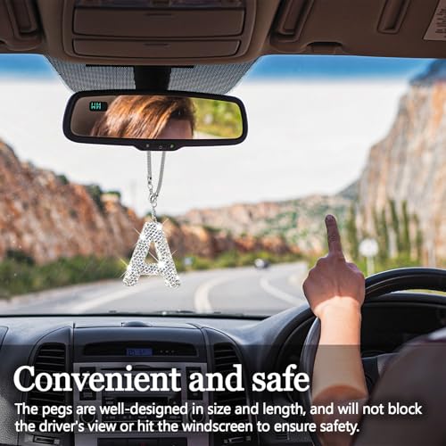 Wogomz Bling Letter Hanging Ornament for Car Rear View Mirror Crystal Rhinestone Initial Letter Car Hanging Charm Cute Lucky Diamond Auto Mirror Pendant Decoration for Women Girls Letter A - Image 5