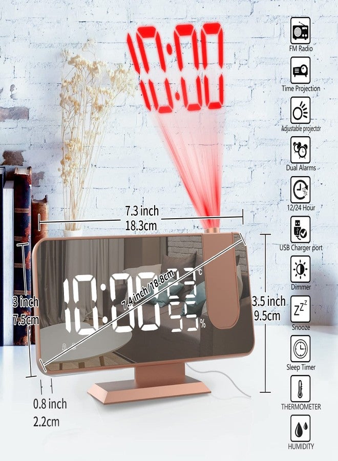THE CEO Projection Alarm Clock, Digital Clock with 180° Rotatable Projector - Projection Alarm Clock Digital for Bedroom - Large LED Alarm Clock with Projection on Ceiling Wall (Rose Gold) - Image 4