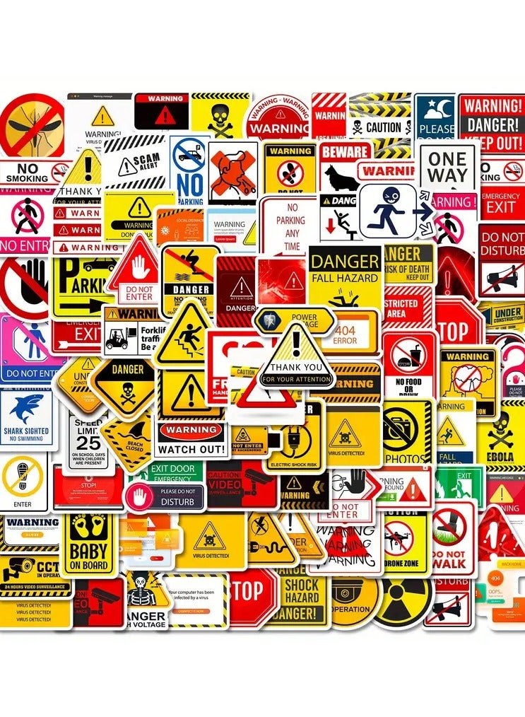 جلوسكي 100 قطعة من ملصقات تحذيرية للتذكير بالسلامة - علامات تحذيرية، ملصقات إشعار، ملصقات تذكير لطيفة للأماكن العامة والمكاتب والمتاجر والمدارس - Image 5
