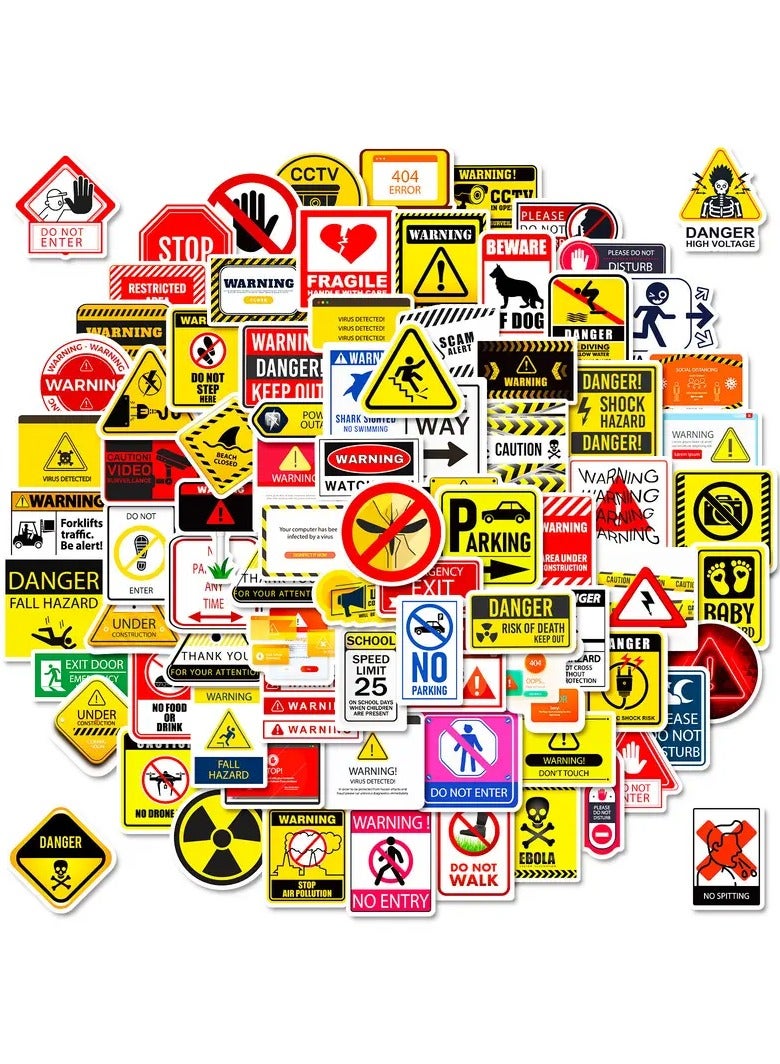 جلوسكي 100 قطعة من ملصقات تحذيرية للتذكير بالسلامة - علامات تحذيرية، ملصقات إشعار، ملصقات تذكير لطيفة للأماكن العامة والمكاتب والمتاجر والمدارس - Image 1