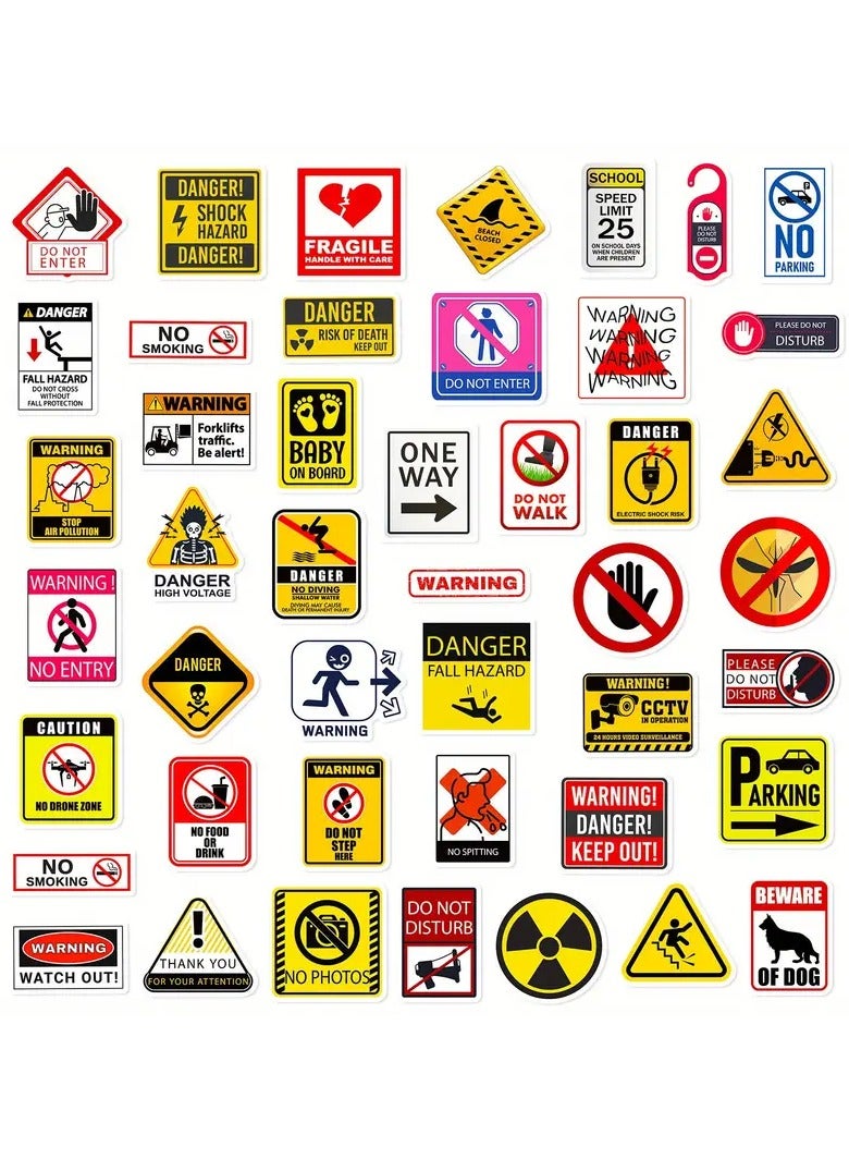 جلوسكي 100 قطعة من ملصقات تحذيرية للتذكير بالسلامة - علامات تحذيرية، ملصقات إشعار، ملصقات تذكير لطيفة للأماكن العامة والمكاتب والمتاجر والمدارس - Image 2