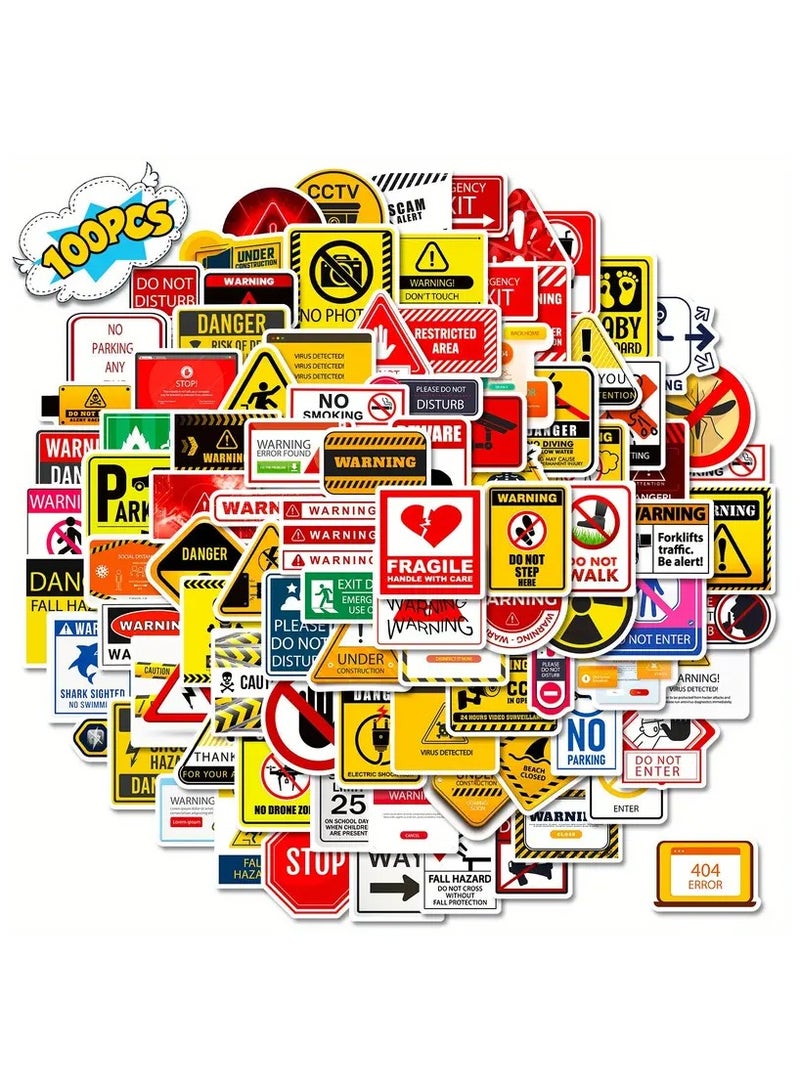 جلوسكي 100 قطعة من ملصقات تحذيرية للتذكير بالسلامة - علامات تحذيرية، ملصقات إشعار، ملصقات تذكير لطيفة للأماكن العامة والمكاتب والمتاجر والمدارس - Image 4