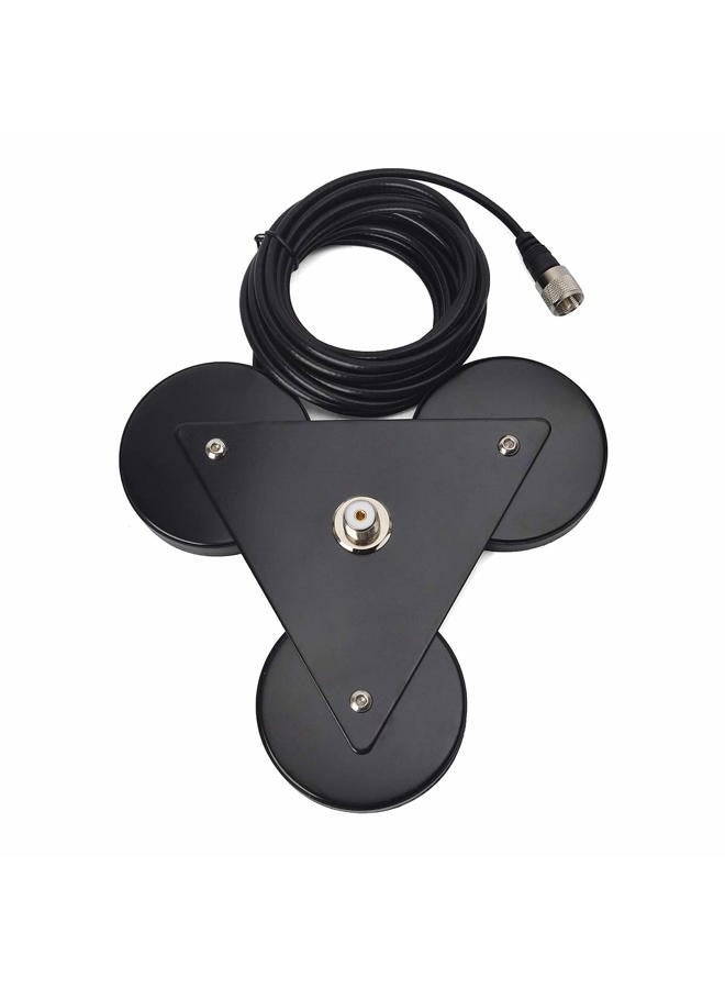 HYS Antenna Magnetic Mount UHF-Female (SO239) Connector, Heavy Duty Anti-Corrosion Magnet Base, Antenna Bracket with 5M/16.4ft RG-58 Cable for Yaesu Midland Icom Motorola Vehicle Mobile Transceiver CB - Image 2