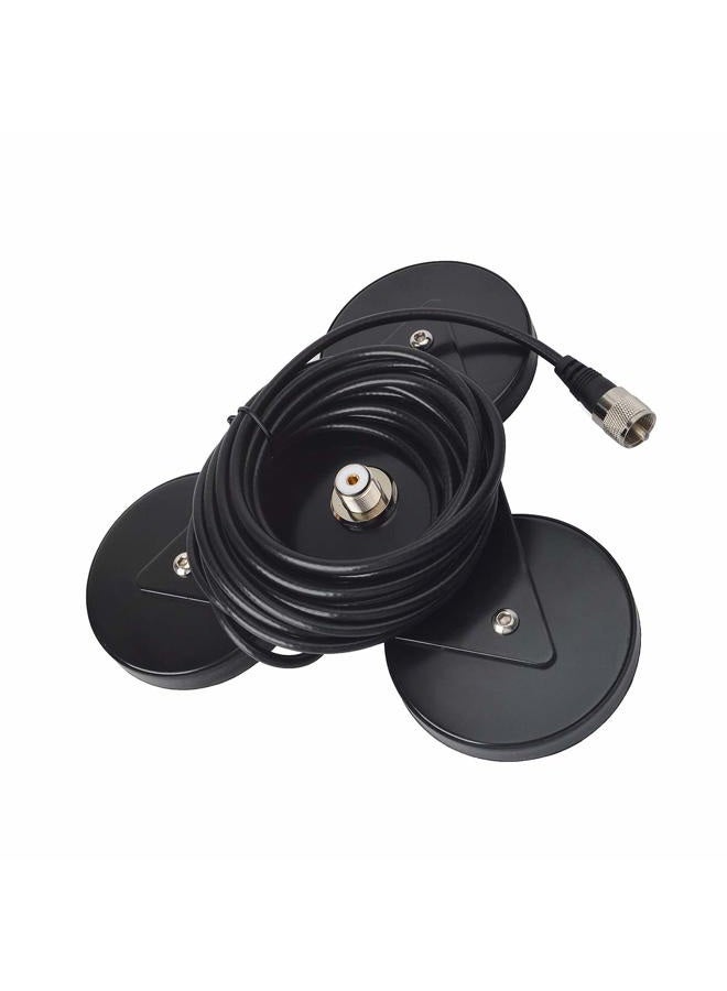 HYS Antenna Magnetic Mount UHF-Female (SO239) Connector, Heavy Duty Anti-Corrosion Magnet Base, Antenna Bracket with 5M/16.4ft RG-58 Cable for Yaesu Midland Icom Motorola Vehicle Mobile Transceiver CB - Image 1
