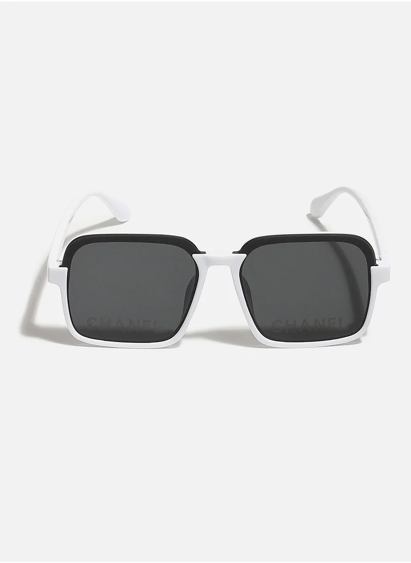صوص هاوت White Frame Oversized Sunglasses
