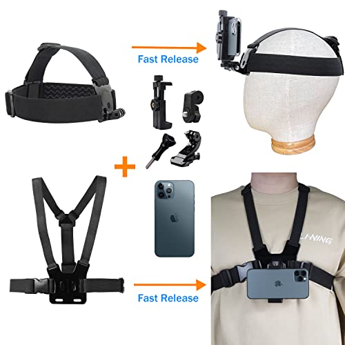 Haoyou Mobile Phone Chest Strap Mount Harness and Head Strap Holder Kit for VLOG/POV Phone Holder Compatible with iPhone, Samsung, Google and GoPro, AKASO, DJI Osmo Action Camera - Image 5