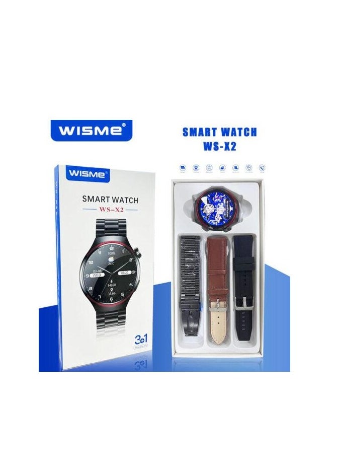 ويزمي ساعة Wisme WS X2 الذكية 3 في 1 مزودة بحزام لتتبع اللياقة البدنية والصحة للرجال  - Image 2