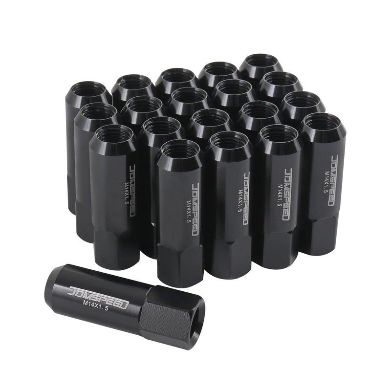 JDMSPEED New Black 20PCS 14X1.5MM 60MM Extended Forged Aluminum Tuner Racing Lug Nut - Image 1