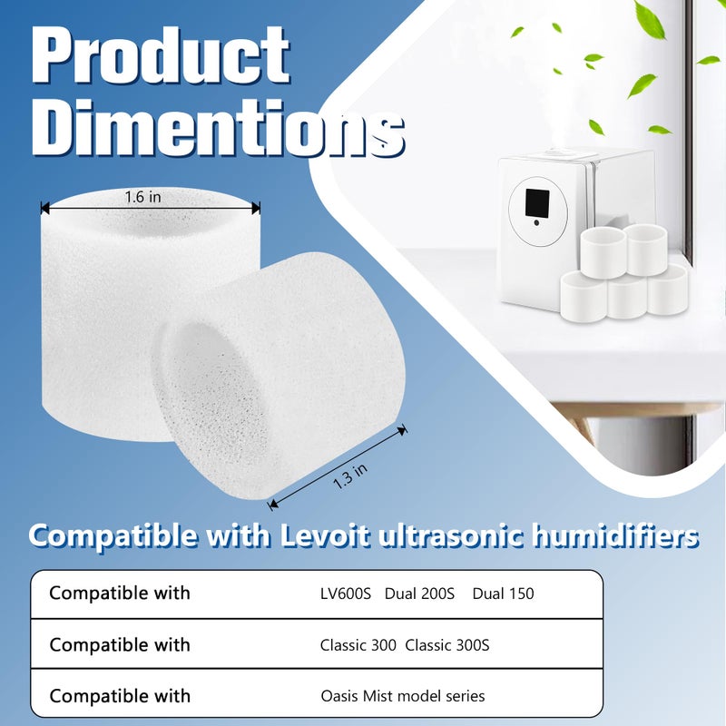 Funmit 20-Pack Top Fill Humidifier Replacement Filters For Levoit Classic160 Dual150 Dual200S Classic300(S) Lv600S Oasismist 450S Superior6000S Series Humidifiers To Improve Humidification - Image 2
