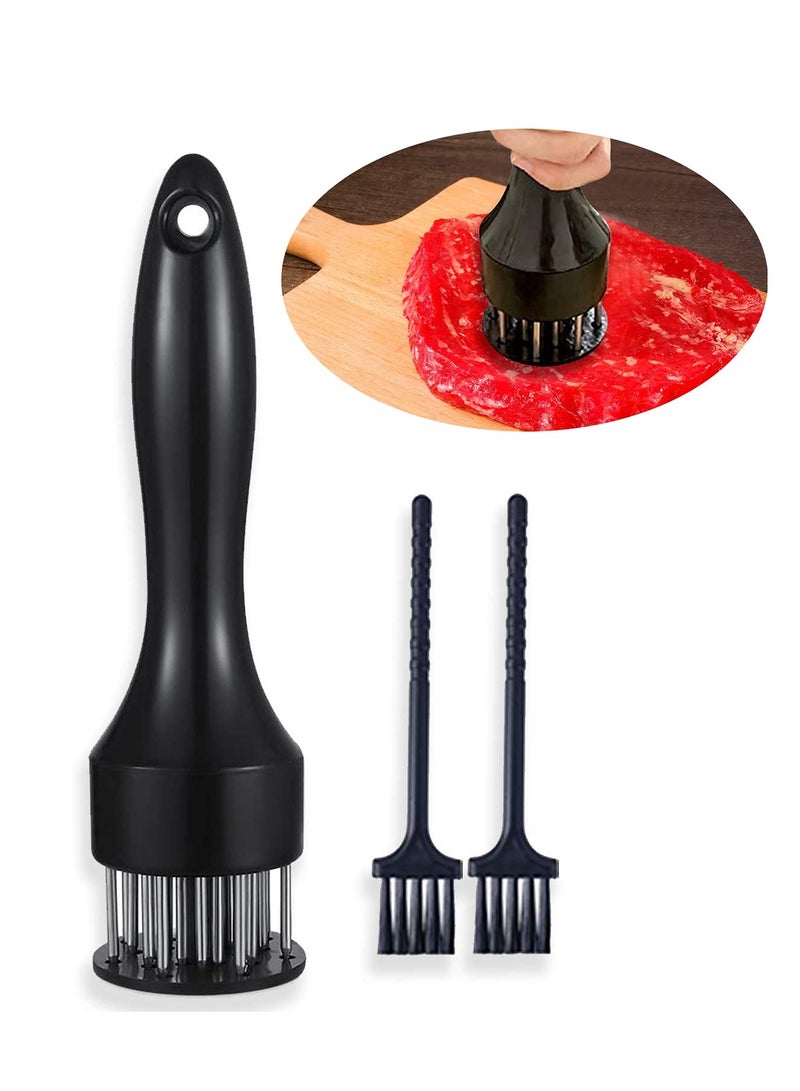 SYOSI Meat Tenderizer Tool Profession Kitchen Gadgets 21 Blades Stainless Steel Needle Meat Mallet with Cleaning Brush for BBQ, Marinade, Tenderizing Beef, Chicken, Fish, Baking Cooking Set  - Image 1