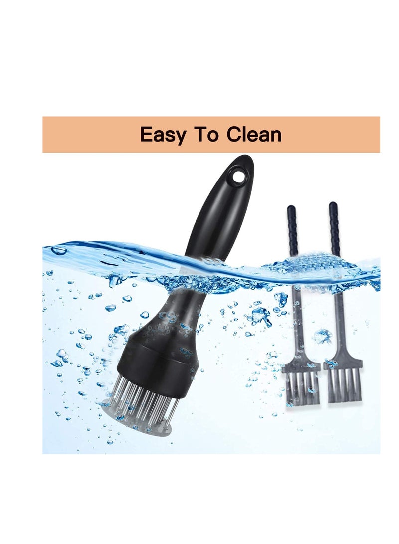 SYOSI Meat Tenderizer Tool Profession Kitchen Gadgets 21 Blades Stainless Steel Needle Meat Mallet with Cleaning Brush for BBQ, Marinade, Tenderizing Beef, Chicken, Fish, Baking Cooking Set  - Image 3