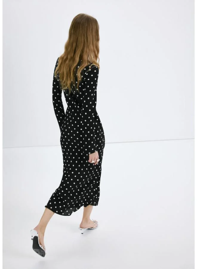 مانجو Long sleeve polka dot dress