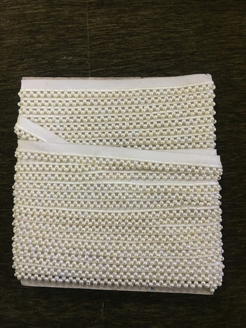 DaSync Pearl Lace and Border Material for Sarees offwhite Cream Colour lace Blouse Dupatta chunni lahenga Gowns, Dress, caps, Decoration and Crafts,Pack of 8 Meters - Image 4
