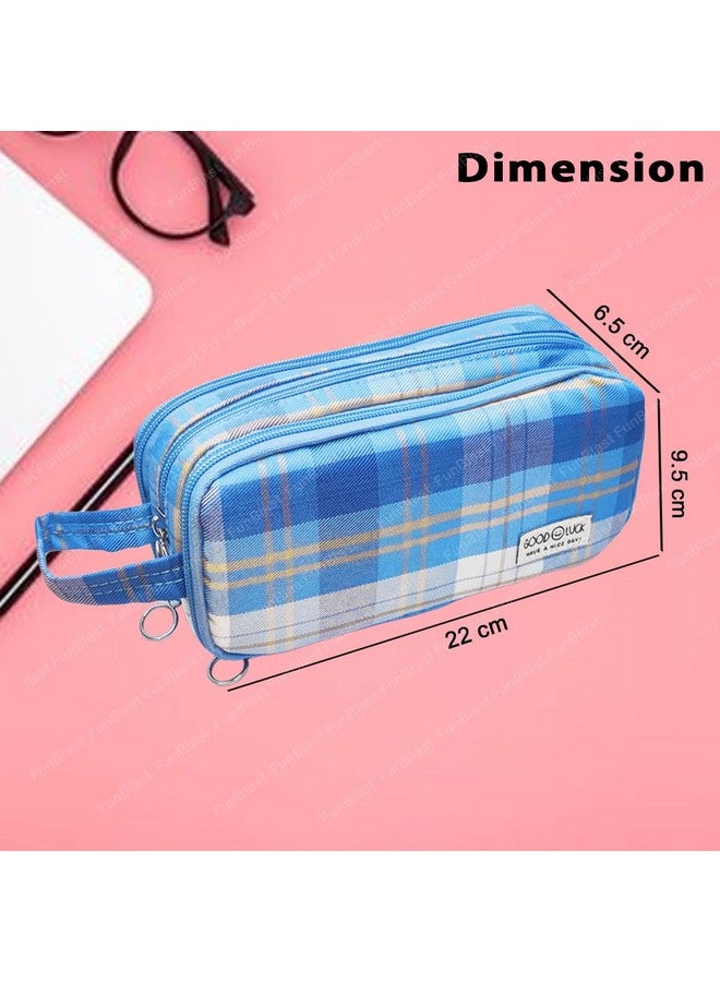 فنبلاست حقيبة أقلام فن بلاست كبيرة السعة - حقيبة متعددة الأغراض للأدوات المكتبية - حقائب أقلام للأطفال، حقيبة مستحضرات تجميل، حقيبة سفر، حقيبة أقلام وأقلام رصاص للمدرسة والجامعة (أزرق) - Image 2