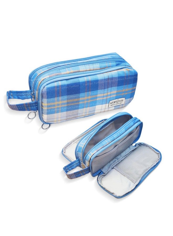 فنبلاست حقيبة أقلام فن بلاست كبيرة السعة - حقيبة متعددة الأغراض للأدوات المكتبية - حقائب أقلام للأطفال، حقيبة مستحضرات تجميل، حقيبة سفر، حقيبة أقلام وأقلام رصاص للمدرسة والجامعة (أزرق) - Image 1