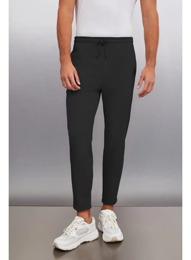 GRIMELANGE JESHUA Men's Knit Fabric Regular Fit Black Pants