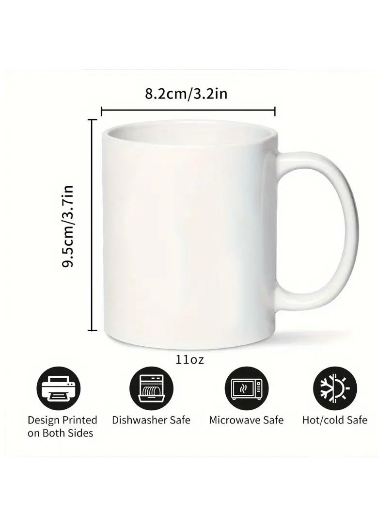 RYN 1pc 11OZ Ceramic Merry Christmas Coffee Mug - Double-Sided Printed Holiday Cup, Festive Gift for Men & Women, Ideal for Office, Dorm, School - Seasonal Tea & Coffee Mug black - Image 2