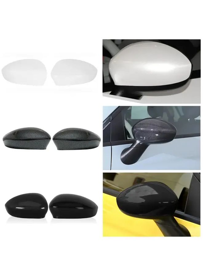 Bright White Pair Chrome Oval Car Rearview Mirror Covers for Fiat 500 2007 2024 - Image 3