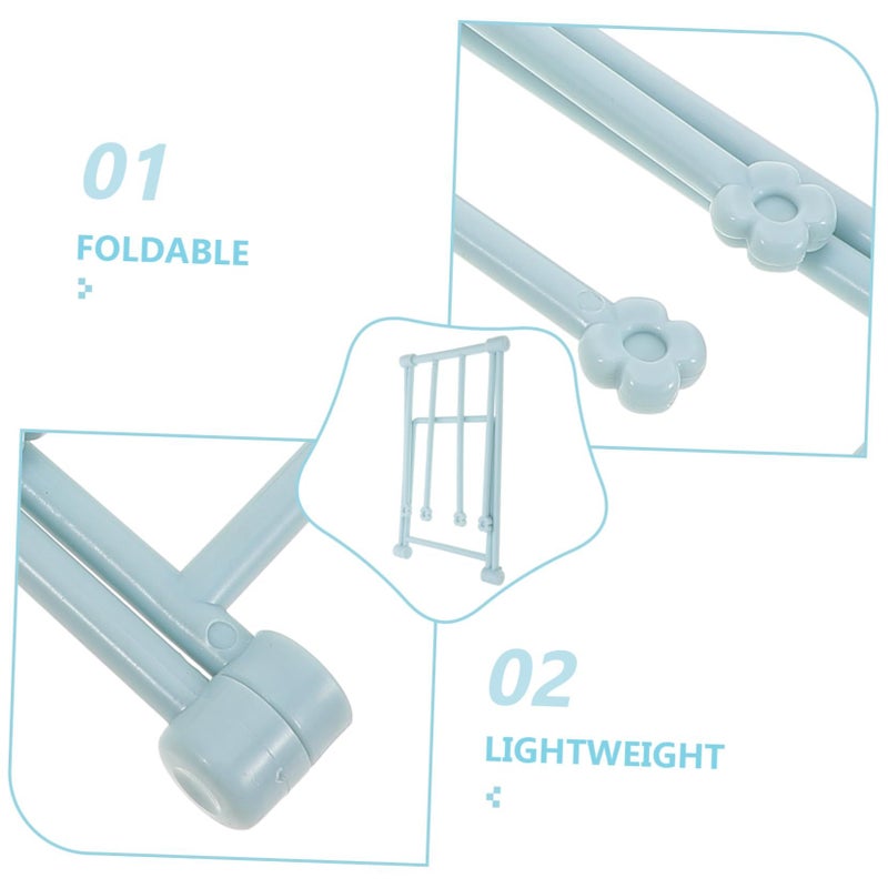 Foldable Towel Rack For Kitchen Bathroom Lightweight Cloth Holder Light Blue Space Saving Organizer - Image 5