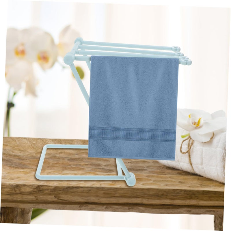 Foldable Towel Rack For Kitchen Bathroom Lightweight Cloth Holder Light Blue Space Saving Organizer - Image 4
