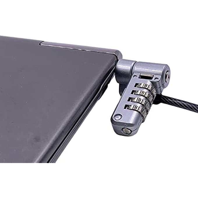 rayihni LAPTOP CABLE LOCK, 4-DIGIT COMBINATION, PORTABLE, 6.5 FEET (200CM) Ã˜4.5MM STAINLESS STEEL CABLE, NOTEBOOK/LAPTOP LOCKING CABLE FOR STANDARD SECURITY SLOT, NANO SECURITY SLOT AND WEDGE LOCK SLOT - Image 3