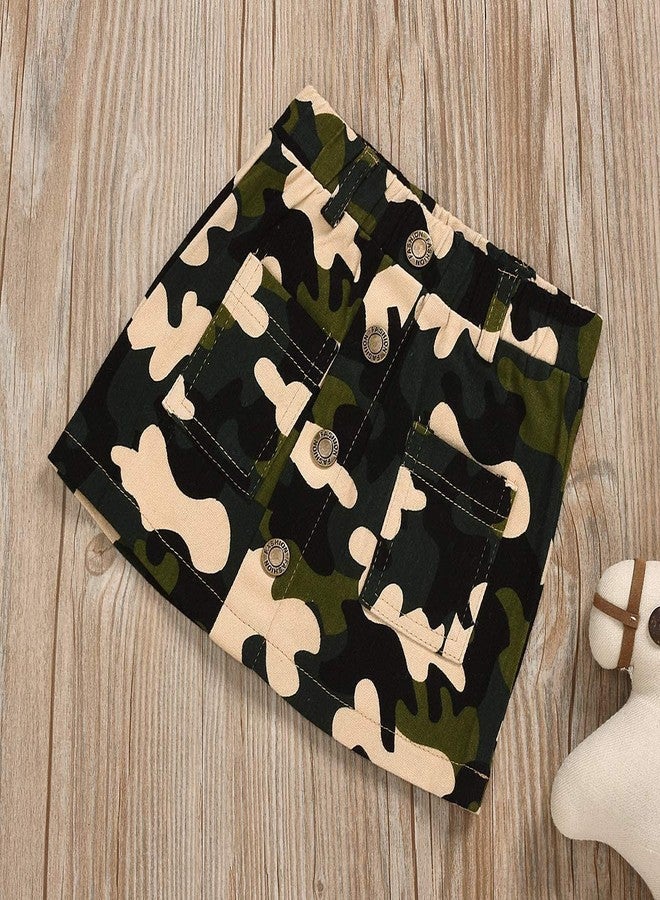 BOIZONTY Toddler Baby Girls Camouflage Outfit Black Letter Tops T-Shirt + Skirt Dress Shorts Summer Two Piece Clothes Set (Black,2-3 Years) - Image 4