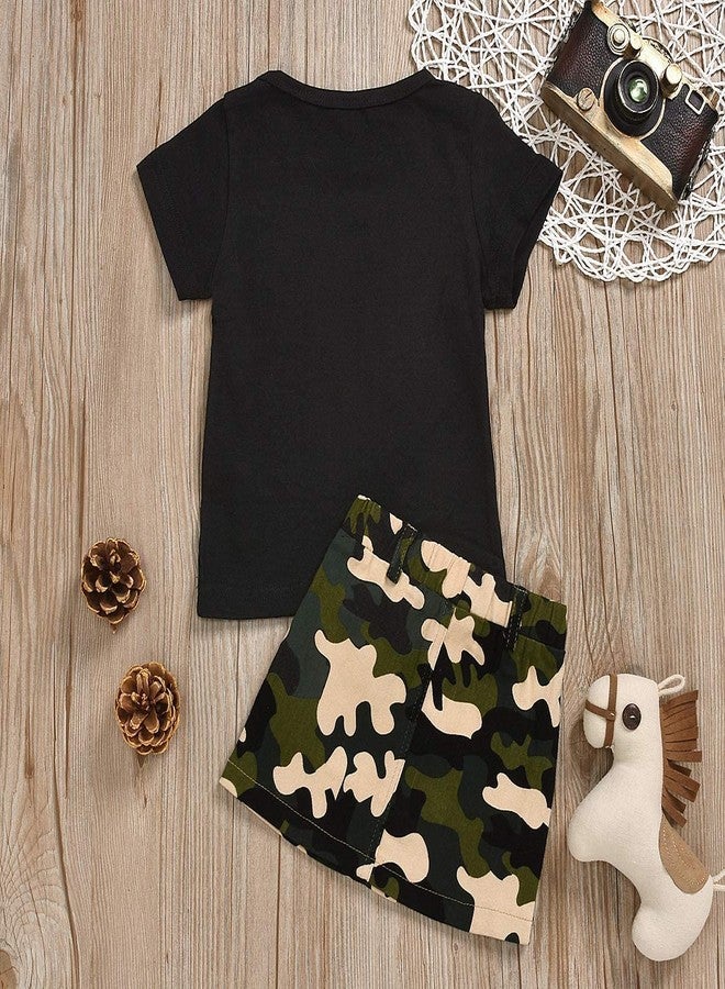 BOIZONTY Toddler Baby Girls Camouflage Outfit Black Letter Tops T-Shirt + Skirt Dress Shorts Summer Two Piece Clothes Set (Black,2-3 Years) - Image 3
