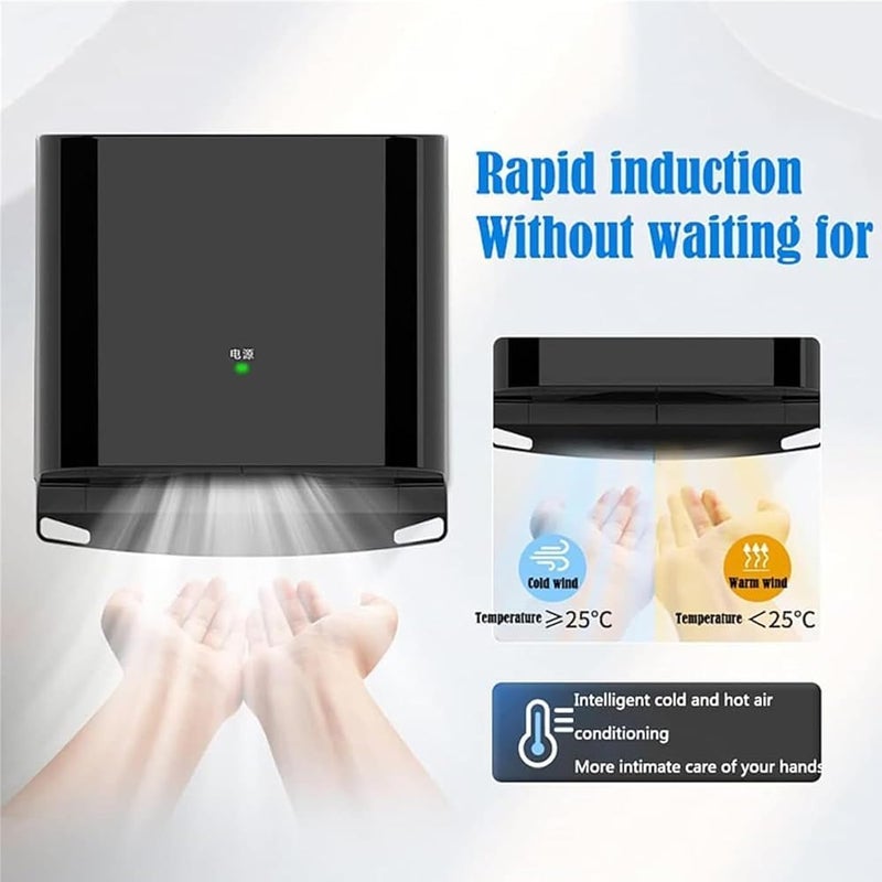 Automatic Commercial Hand Dryer Hand Dryer ABS Air Dryer Hand with Filtration Wall Mount Hand Dryer, Household Hotel Commercial Hand Dryer for Toilets Washrooms WC (Silver) - Image 2