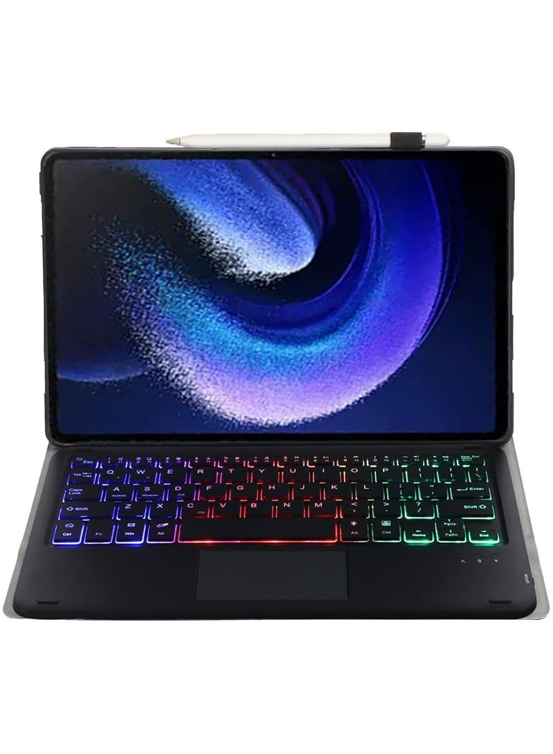 Touchpad Arabic and English Keyboard Case Compatible With Xiaomi Pad 6/6 Pro 11 Inch 2023, Backlight, Multi-Touch Trackpad, Flip Stand Case with Pencil Holder - Image 2