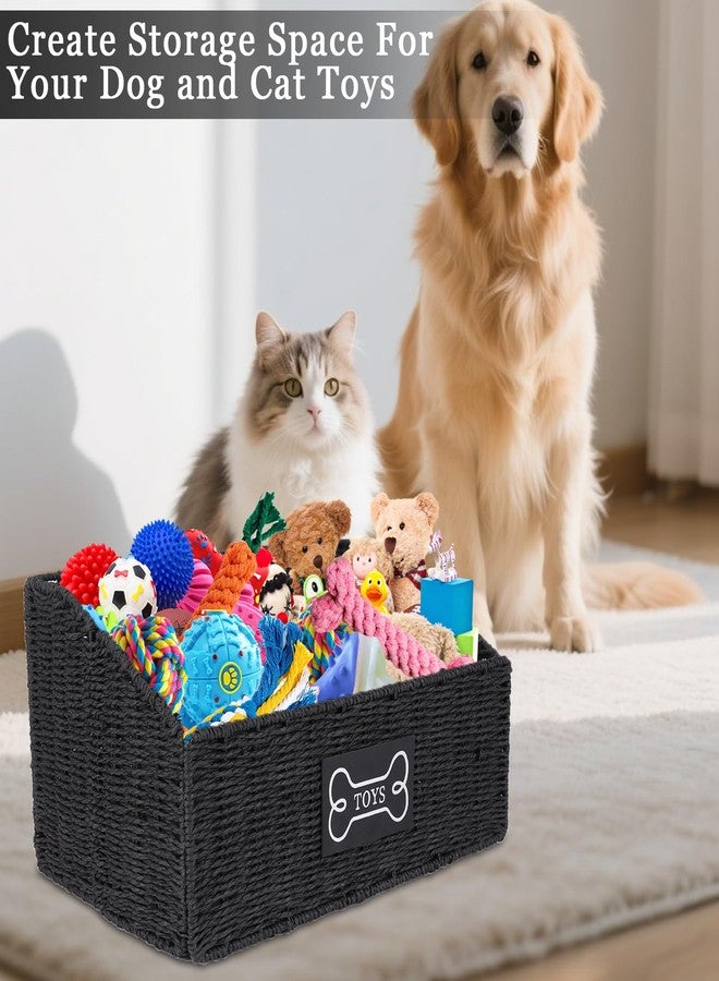 Duimbok Dog Toy Basket Large Durable Metal Woven Foldable Storage Bin, Living Room Bedroom Entryway Toy Storage Organizer Rustic Trapezoid Pet Basket for Dogs Puppies and Home Floor Corners-Black - Image 4