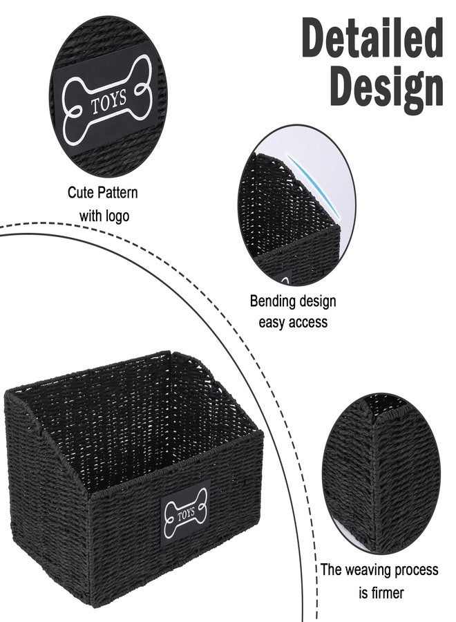 Duimbok Dog Toy Basket Large Durable Metal Woven Foldable Storage Bin, Living Room Bedroom Entryway Toy Storage Organizer Rustic Trapezoid Pet Basket for Dogs Puppies and Home Floor Corners-Black - Image 2
